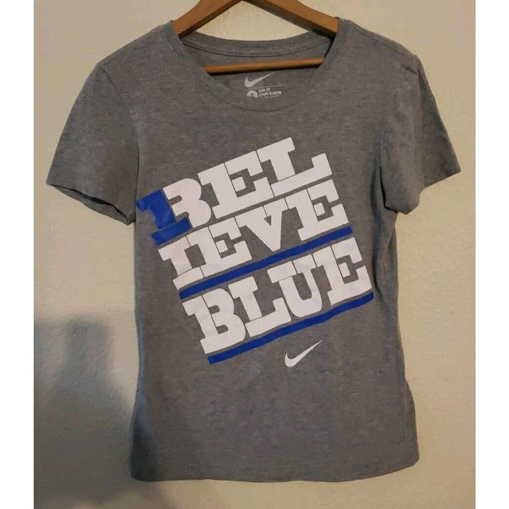 Nike University Of Kentucky Believe Blue Women's Slim Fit Shirt Size SMALL Gray